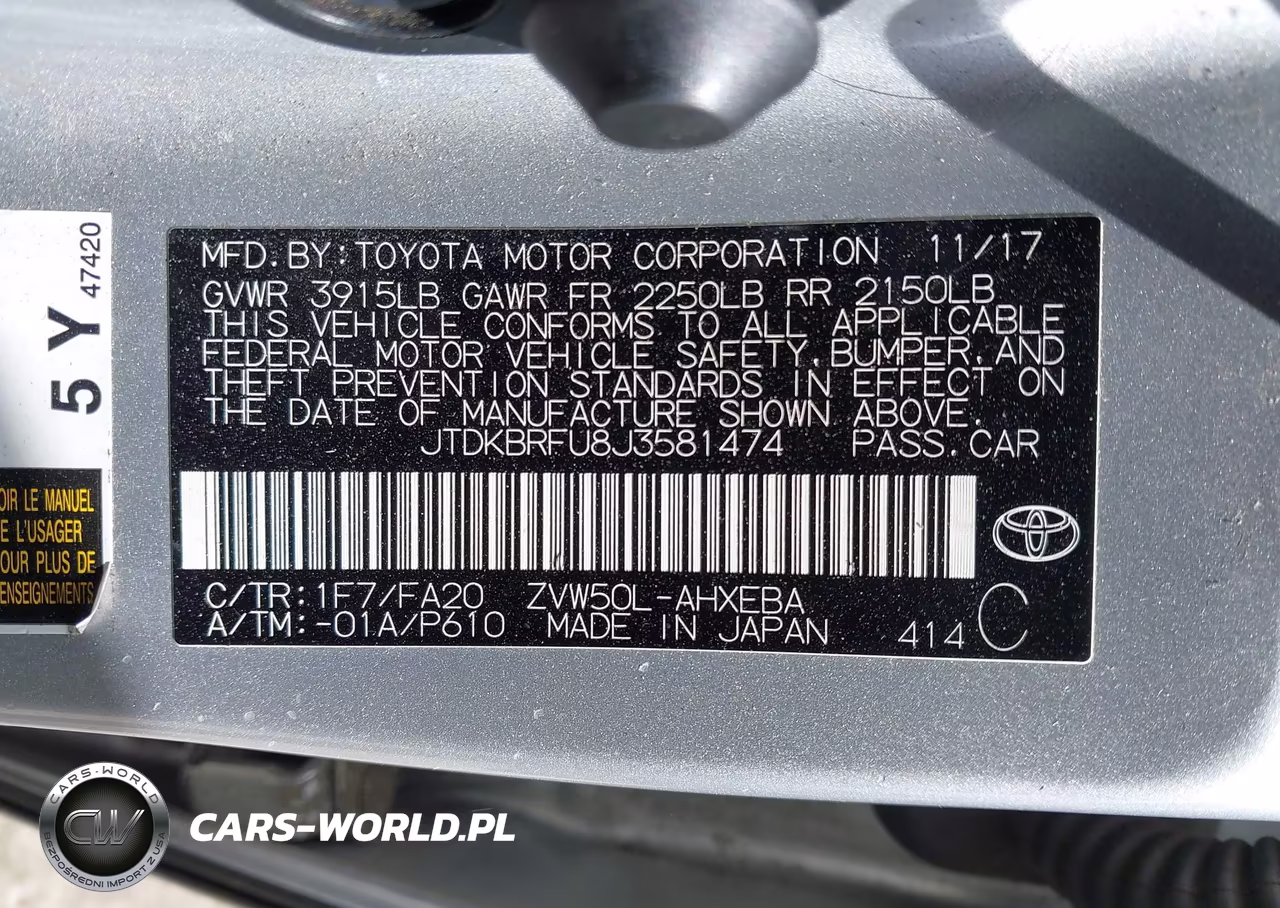 2018 Toyota Prius Two VIN:JTDKBRFU8J3581474 - 9