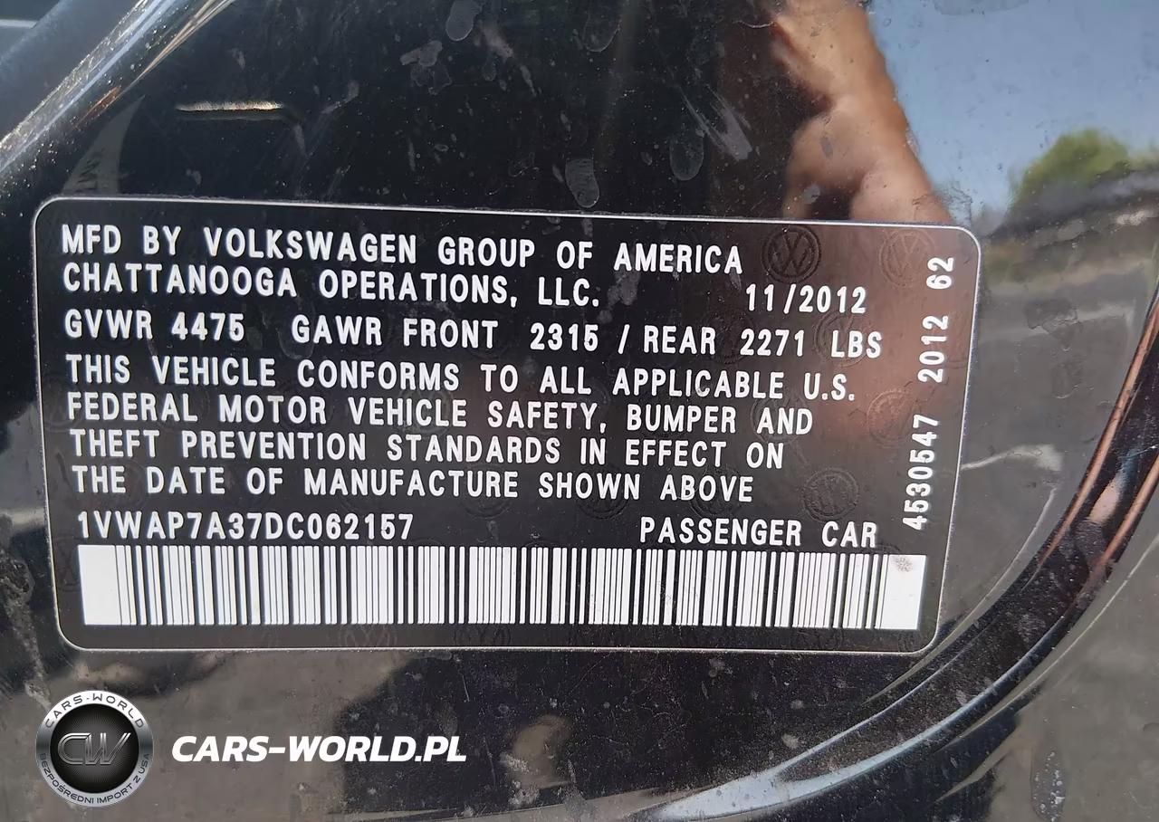 2013 Volkswagen Passat 2.5L S VIN:1VWAP7A37DC062157 - 9