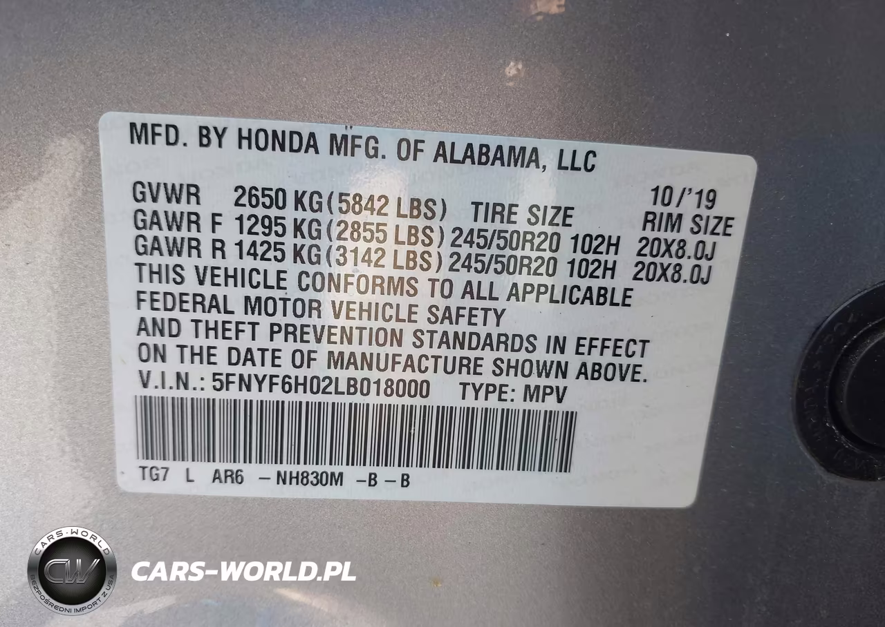2020 Honda Pilot Awd Elite VIN:5FNYF6H02LB018000 - 9