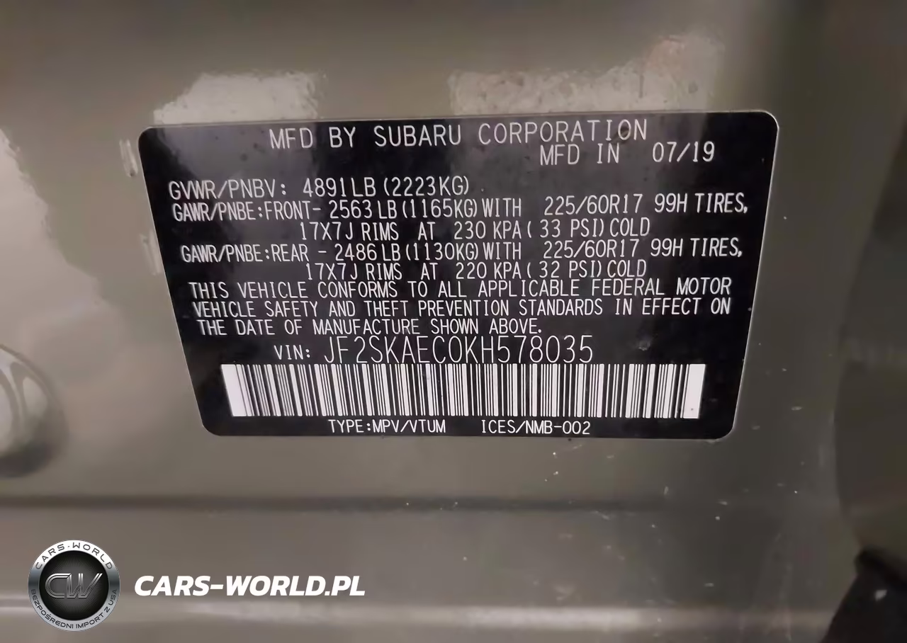 2019 Subaru Forester Premium VIN:JF2SKAEC0KH578035 - 9