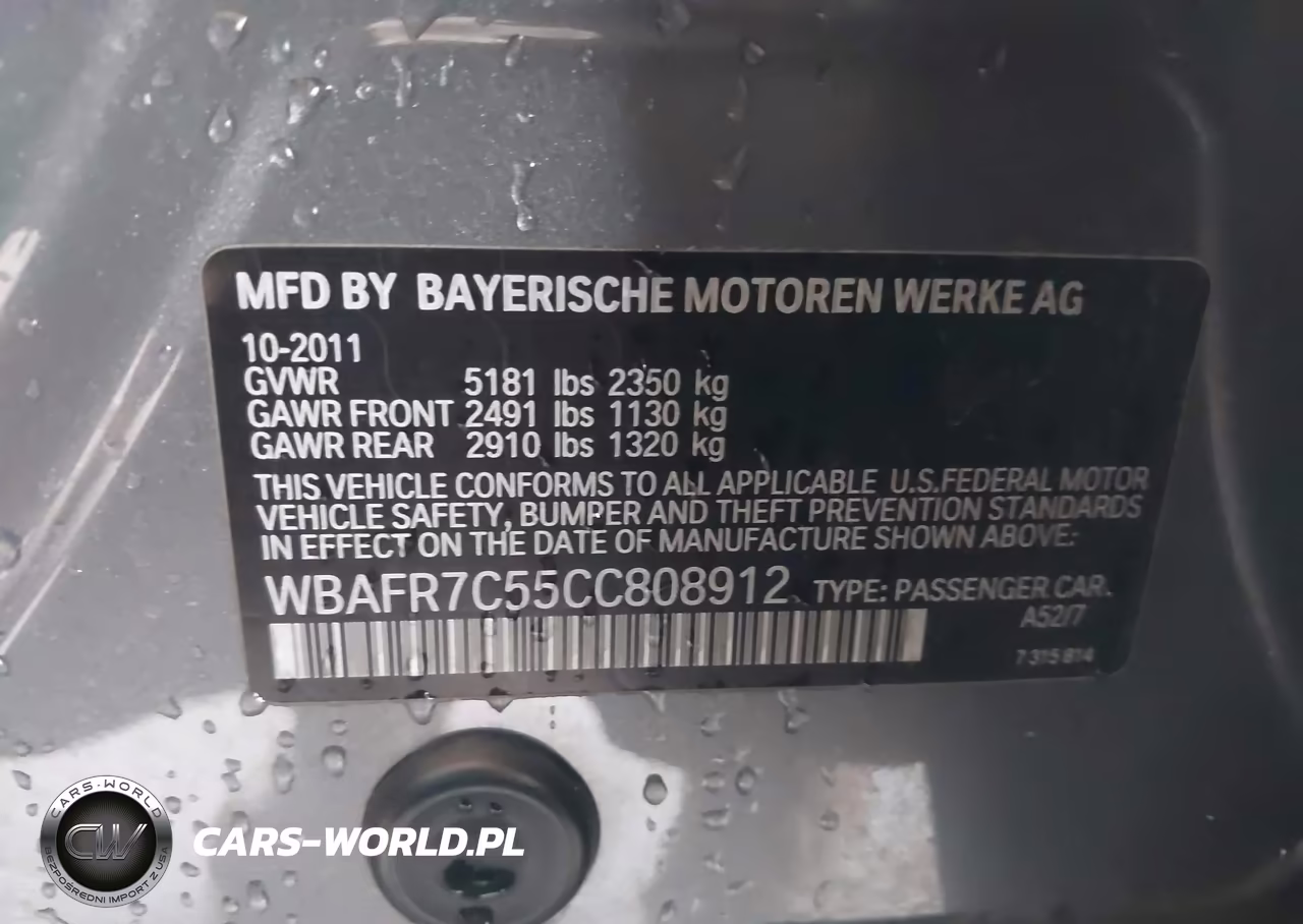 2012 BMW 535I VIN:WBAFR7C55CC808912 - 9