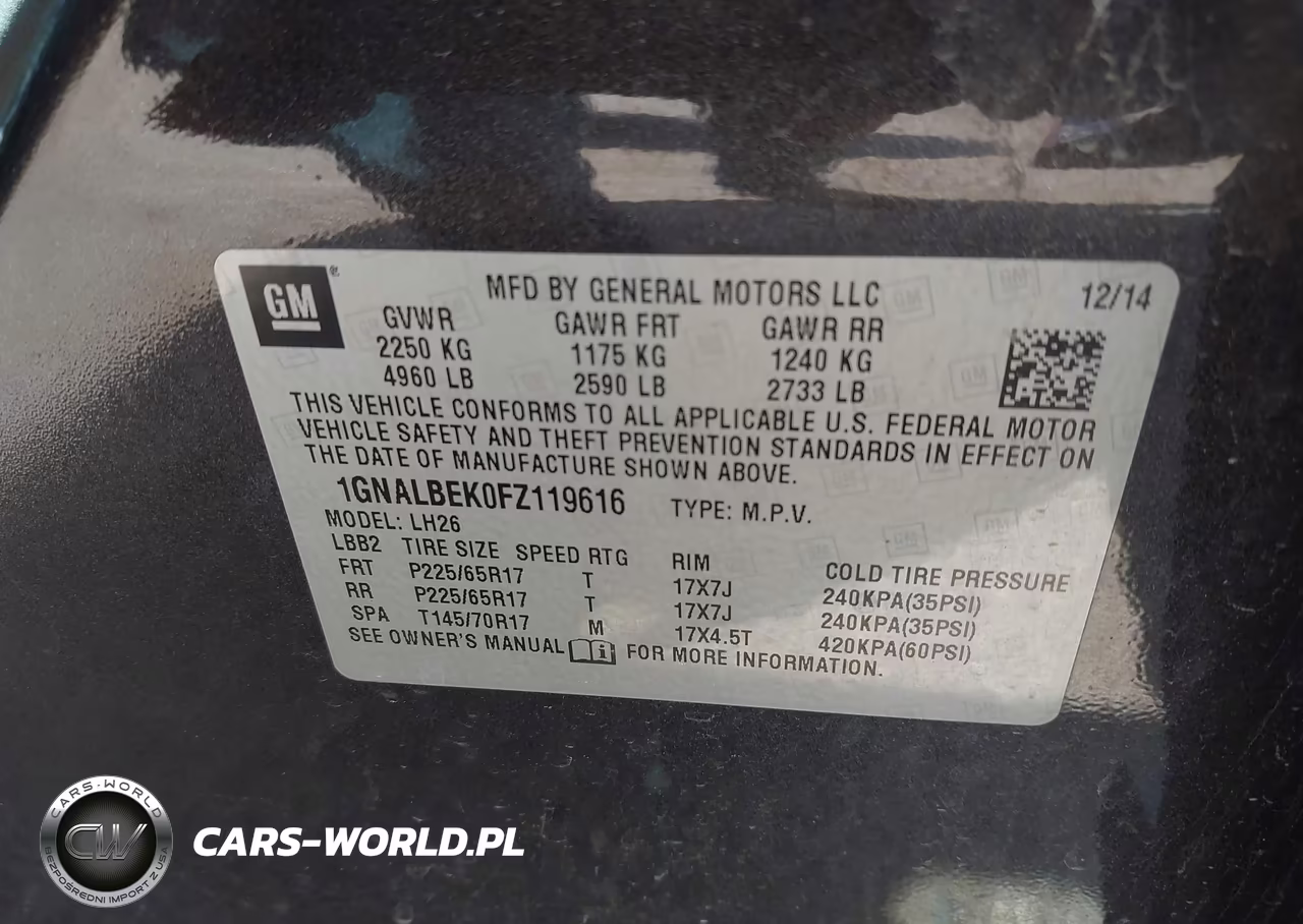 2015 Chevrolet Equinox 1Lt VIN:1GNALBEK0FZ119616 - 9