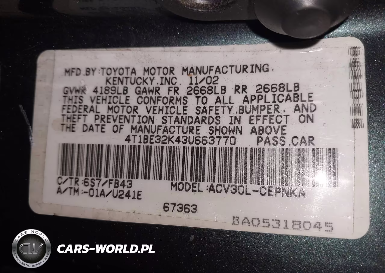 2003 Toyota Camry Le VIN:4T1BE32K43U663770 - 9