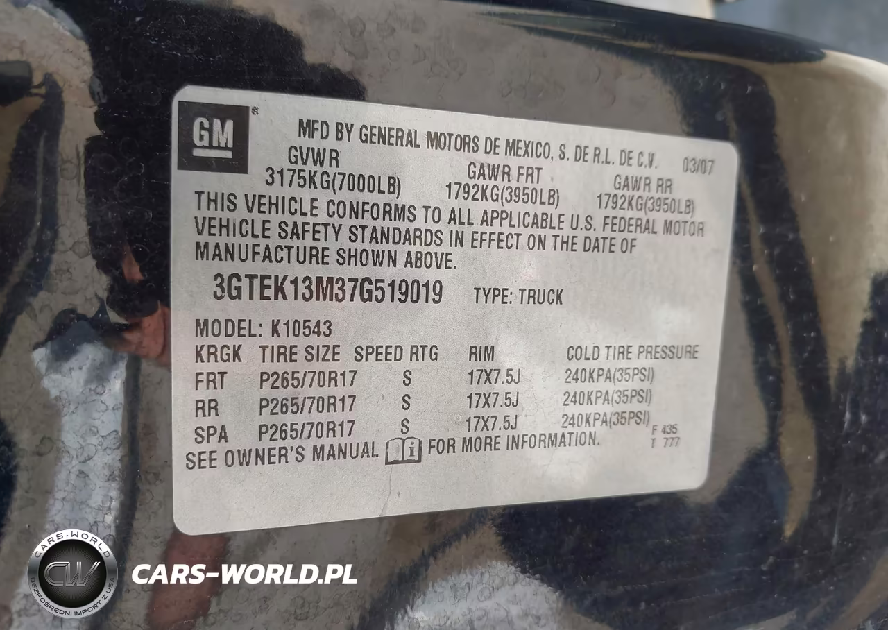 2007 GMC Sierra 1500 Slt VIN:3GTEK13M37G519019 - 9