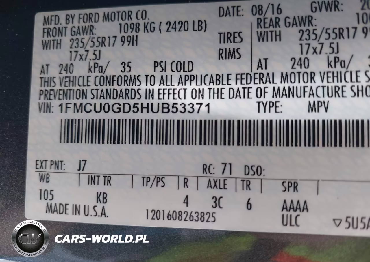 2017 Ford Escape Se VIN:1FMCU0GD5HUB53371 - 9