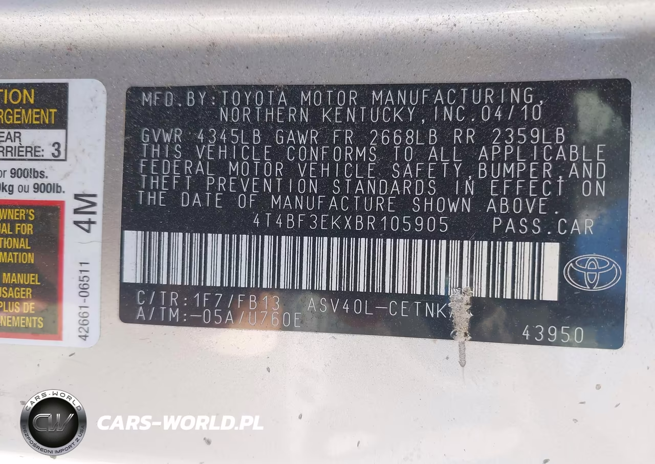 2011 Toyota Camry Le VIN:4T4BF3EKXBR105905 - 9