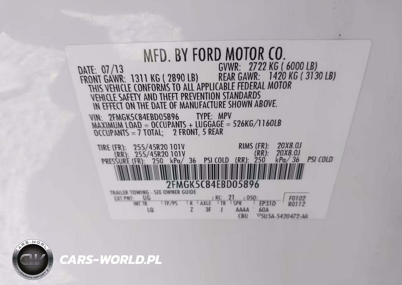 2014 Ford Flex Sel VIN:2FMGK5C84EBD05896 - 9