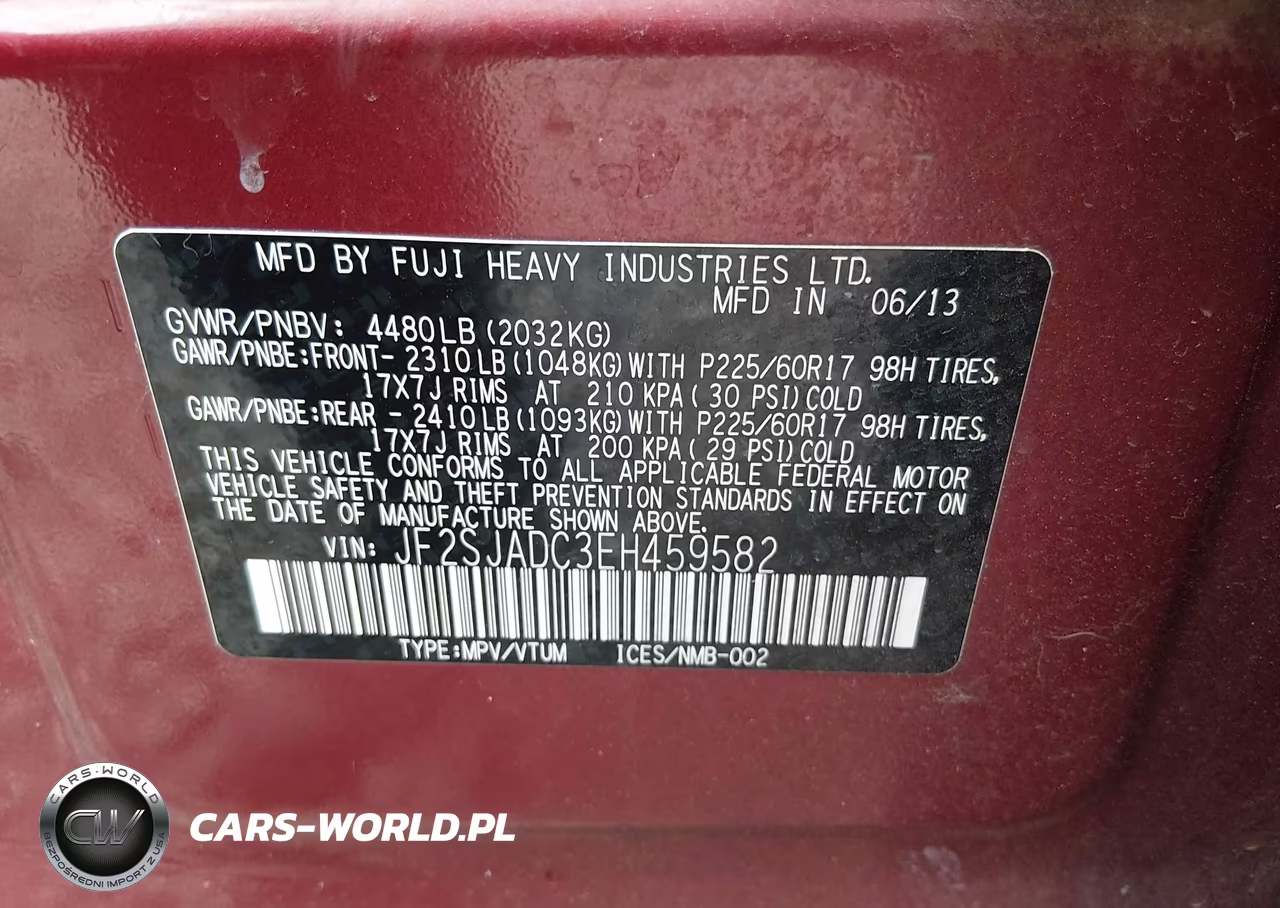 2014 Subaru Forester 2.5I Premium VIN:JF2SJADC3EH459582 - 9