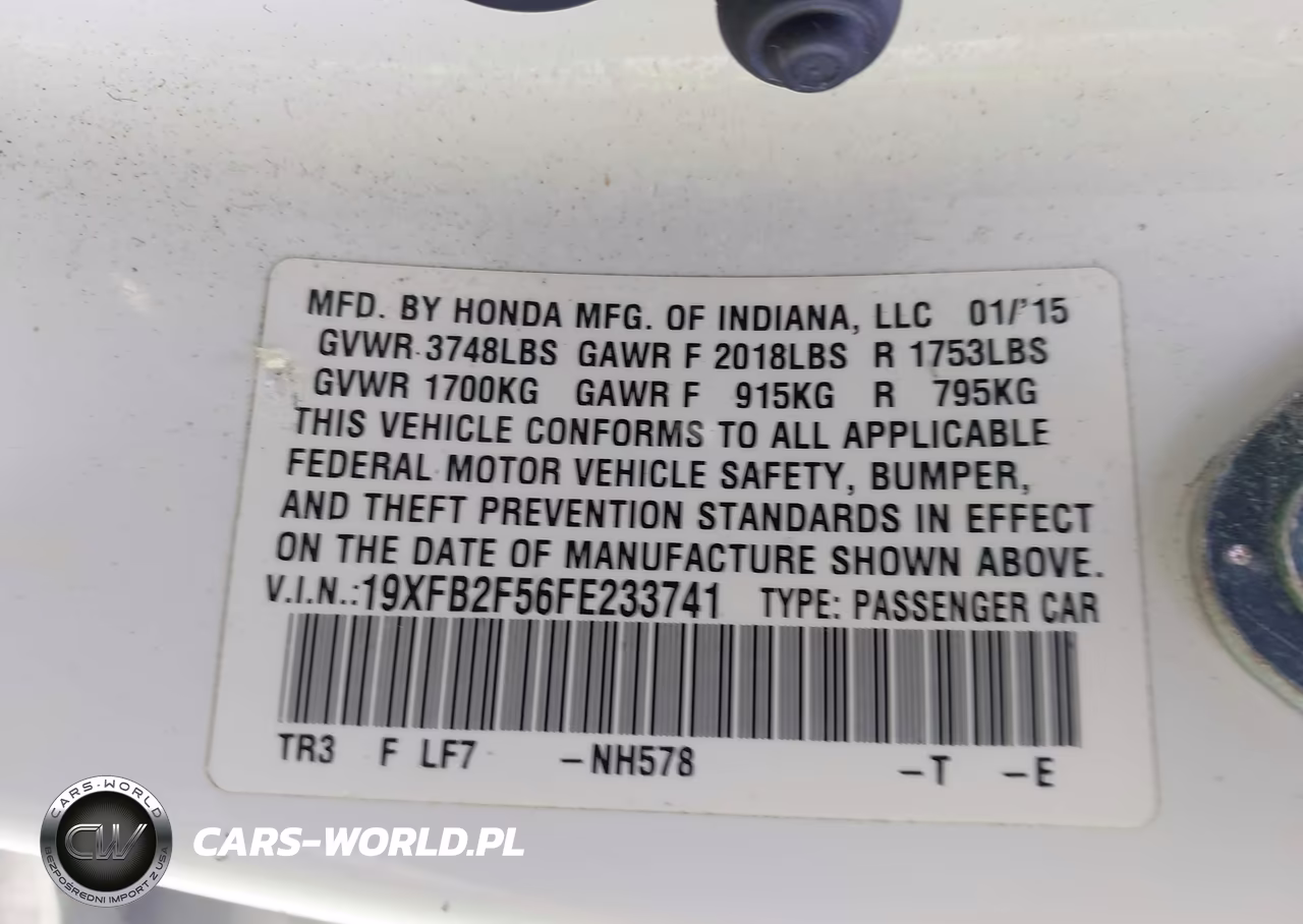 2015 Honda Civic Lx VIN:19XFB2F56FE233741 - 9