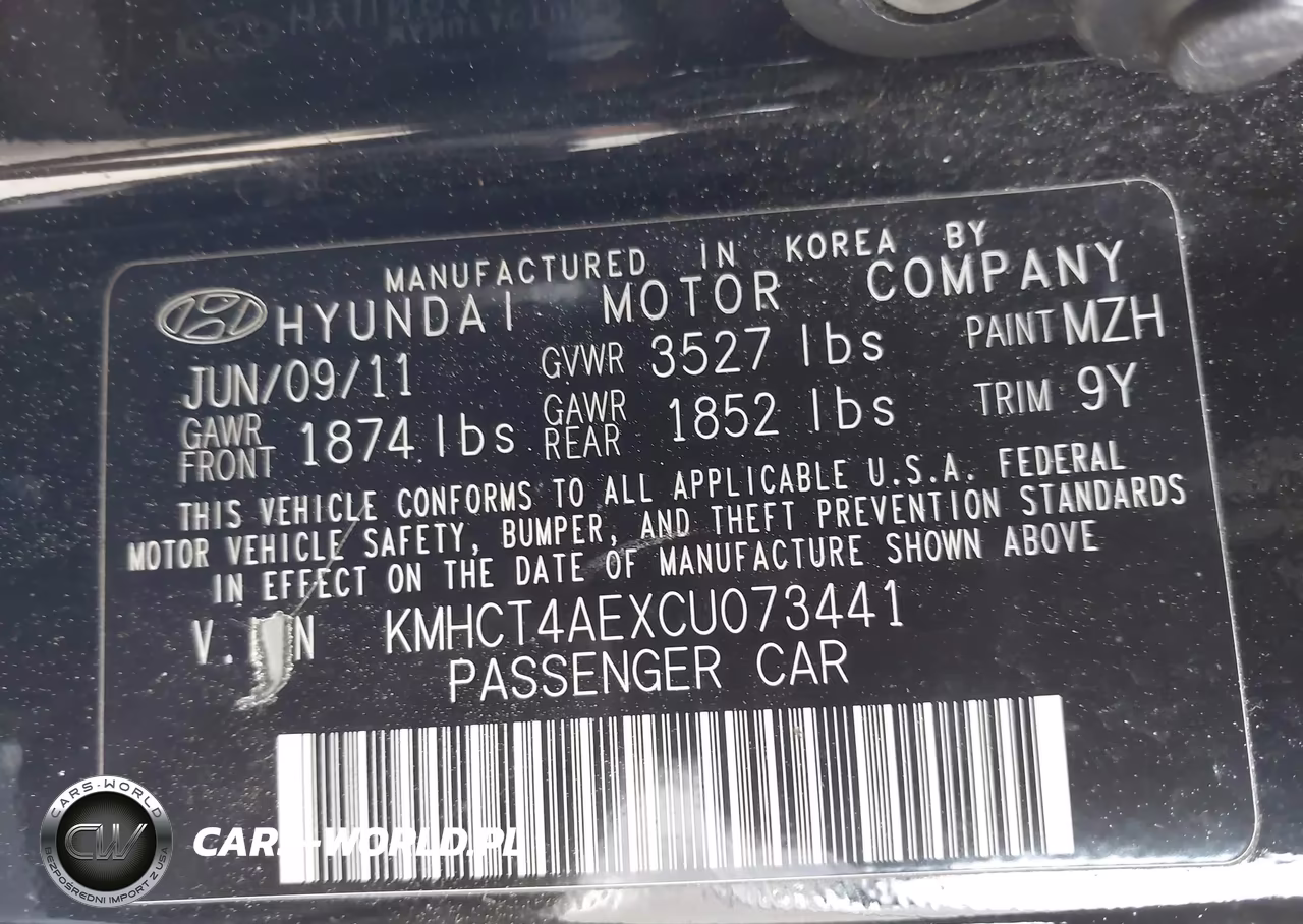 2012 Hyundai Accent Gls VIN:KMHCT4AEXCU073441 - 9