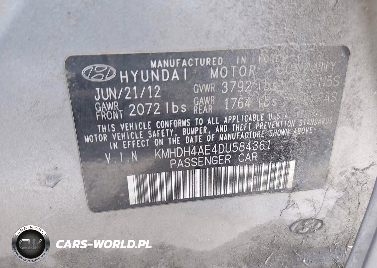 2013 Hyundai Elantra Gls VIN:KMHDH4AE4DU584361 - 9