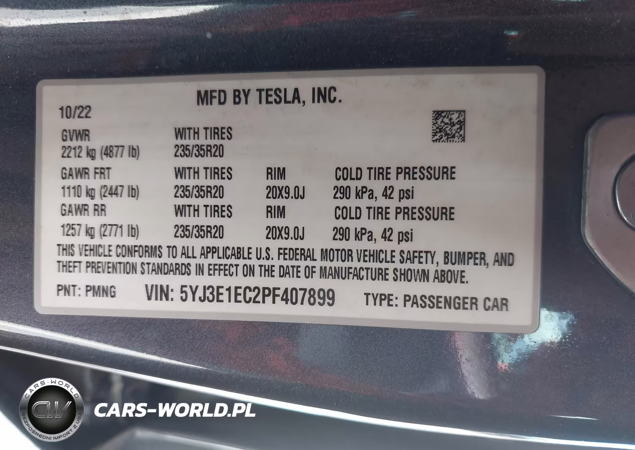 2023 Tesla Model 3 Performance Dual Motor All-Wheel Drive VIN:5YJ3E1EC2PF407899 - 9