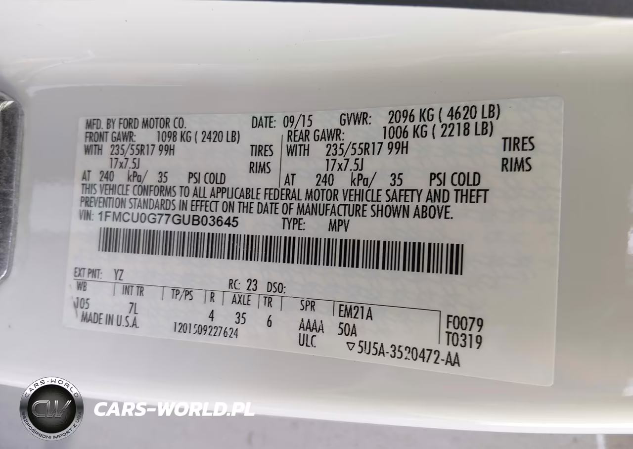 2016 Ford Escape Se VIN:1FMCU0G77GUB03645 - 9