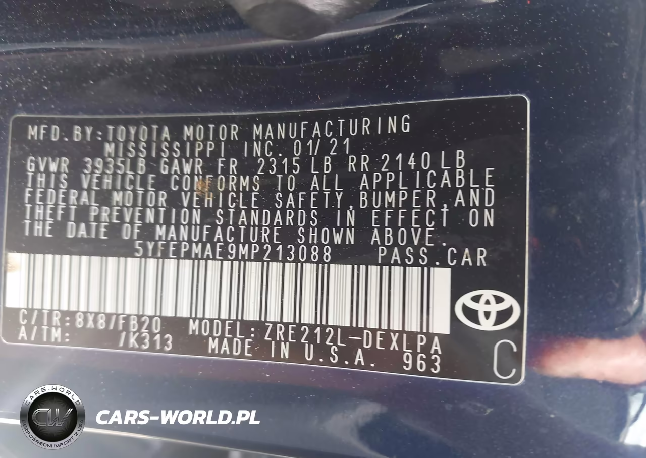 2021 Toyota Corolla Le VIN:5YFEPMAE9MP213088 - 9