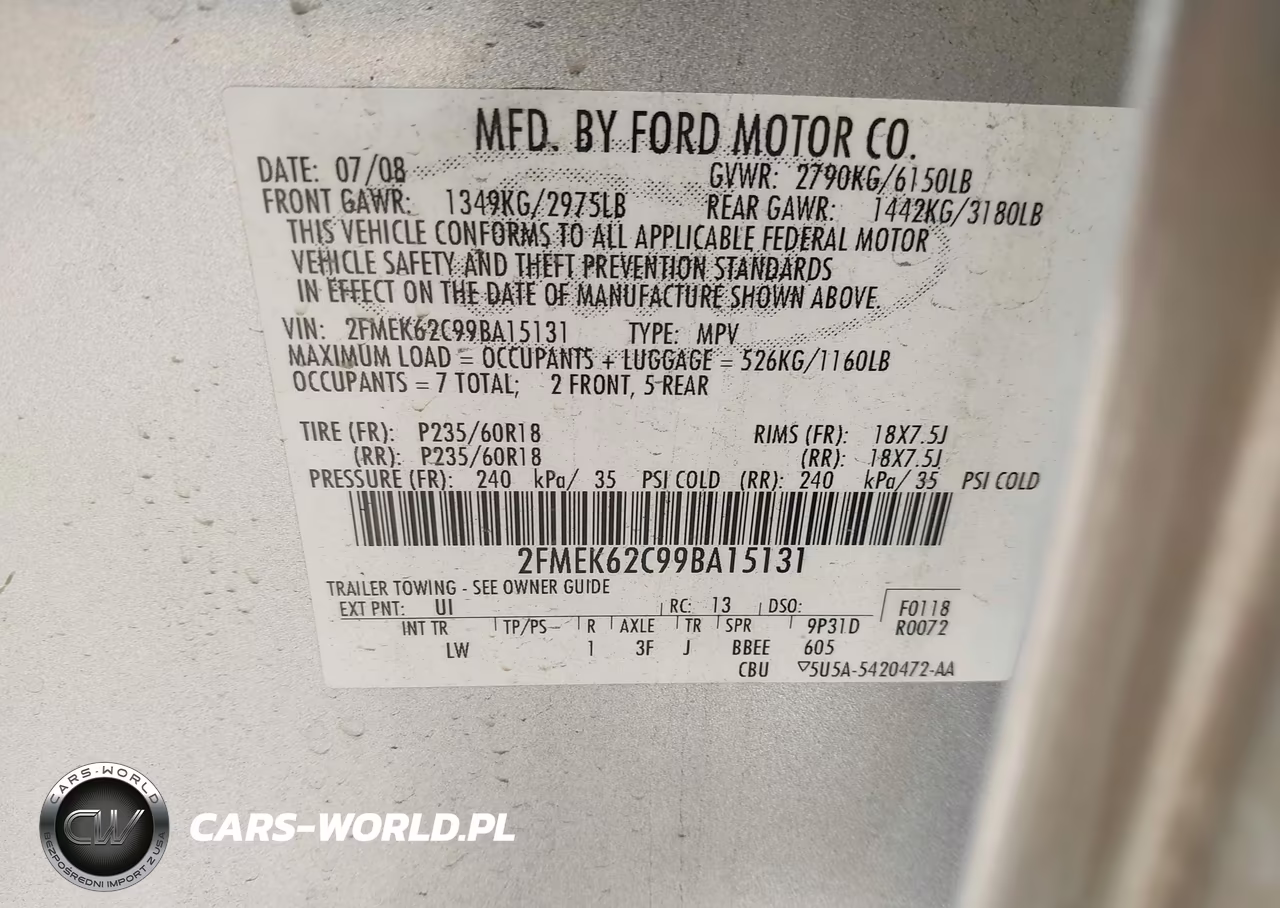 2009 Ford Flex Sel VIN:2FMEK62C99BA15131 - 9