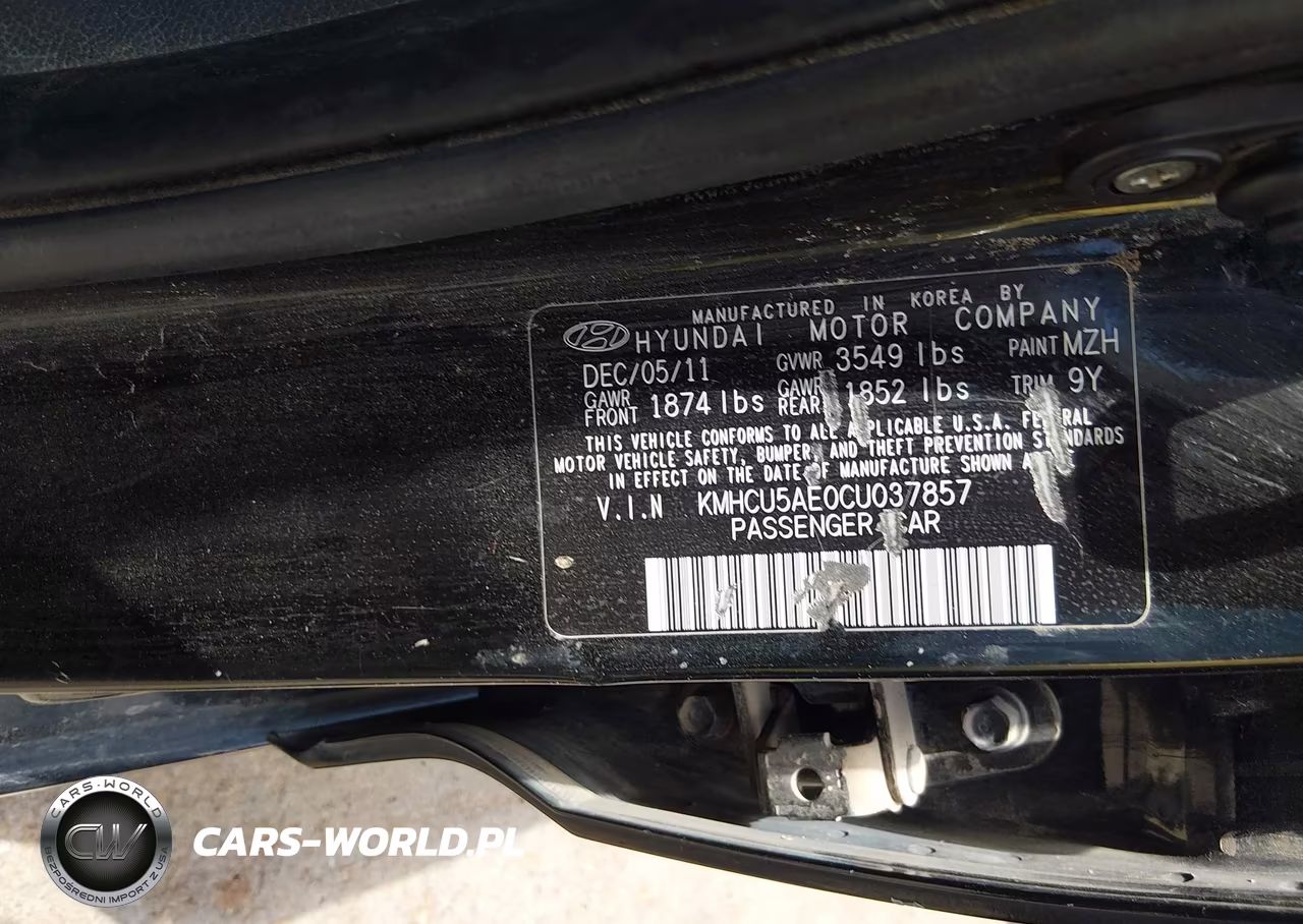 2012 Hyundai Accent Se VIN:KMHCU5AE0CU037857 - 9