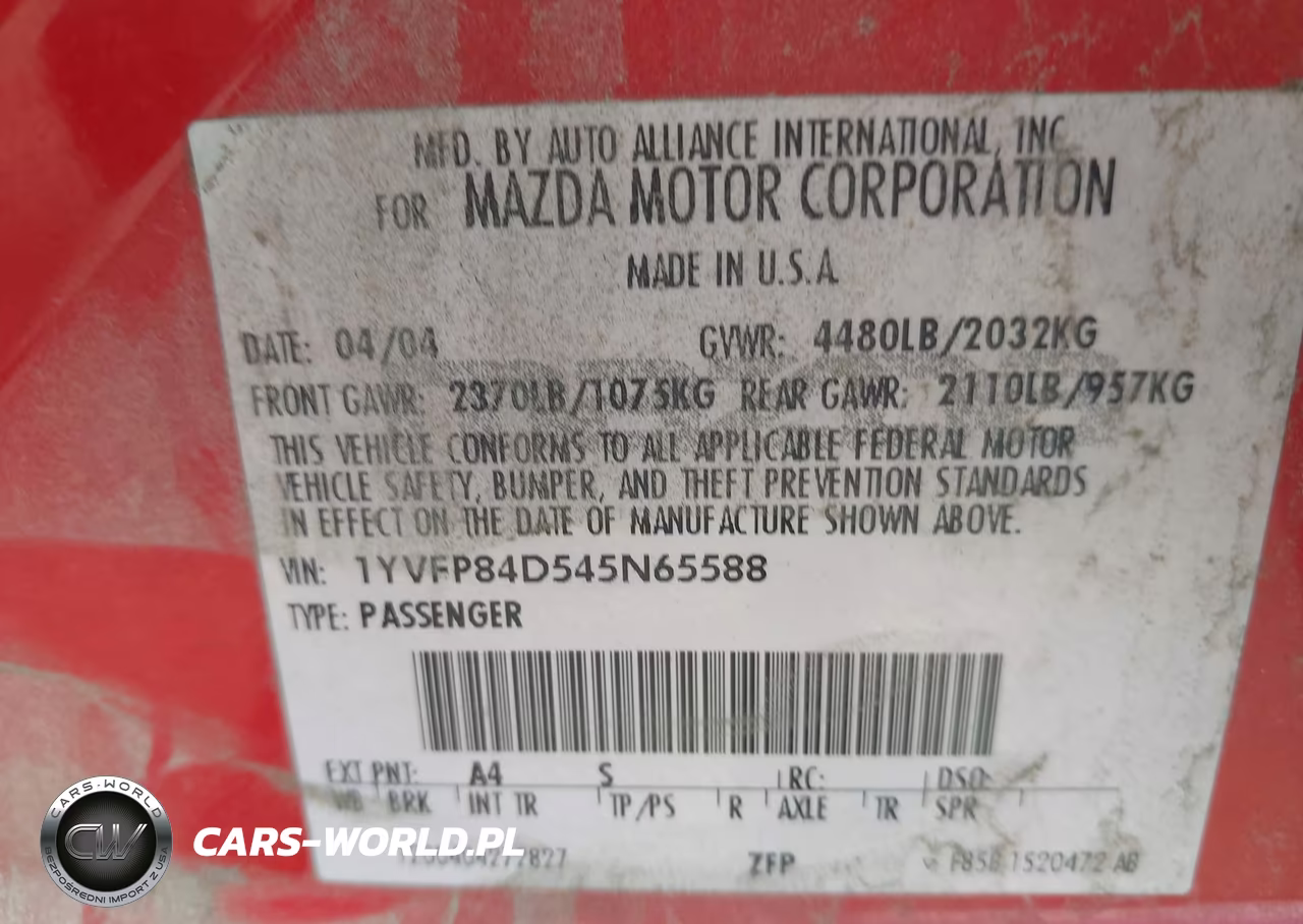 2004 Mazda Mazda6 S VIN:1YVFP84D545N65588 - 9