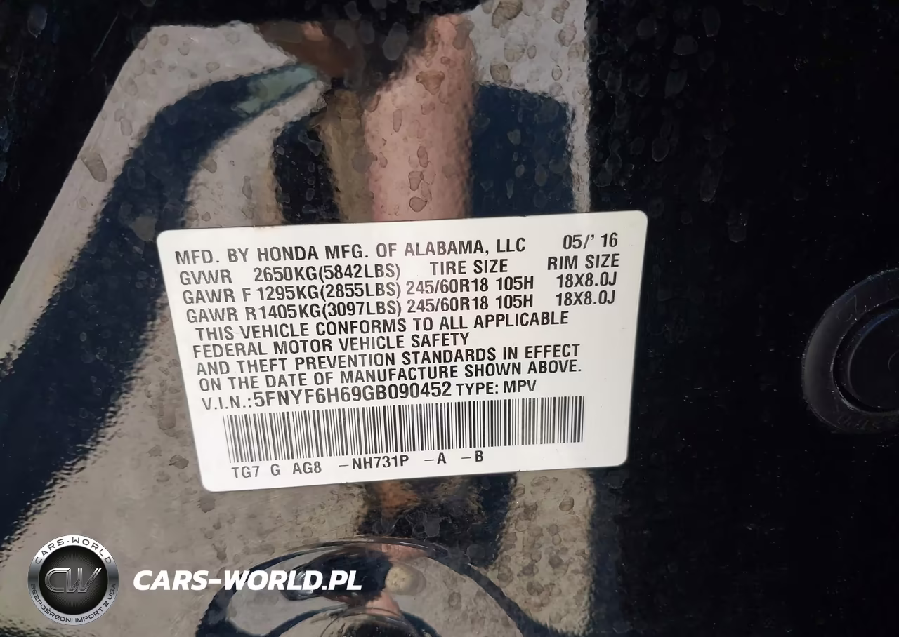 2016 Honda Pilot Ex-L VIN:5FNYF6H69GB090452 - 9