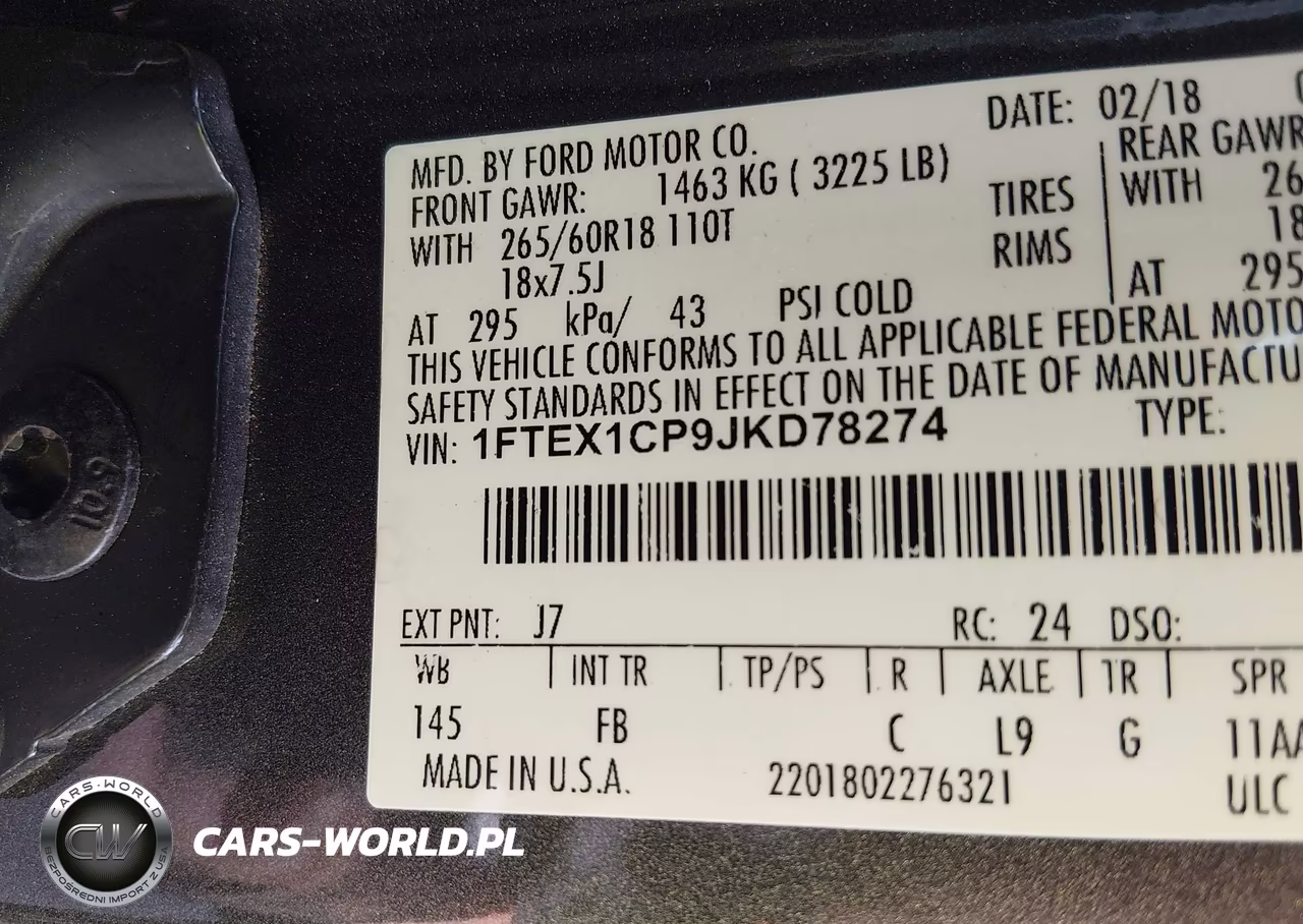 2018 Ford F-150 Xlt VIN:1FTEX1CP9JKD78274 - 9
