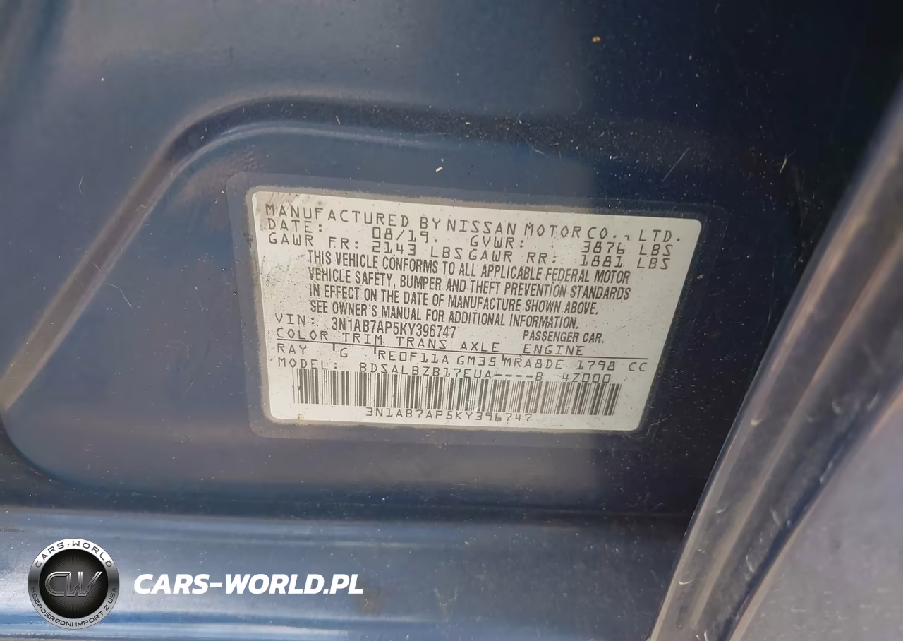 2019 Nissan Sentra S VIN:3N1AB7AP5KY396747 - 9