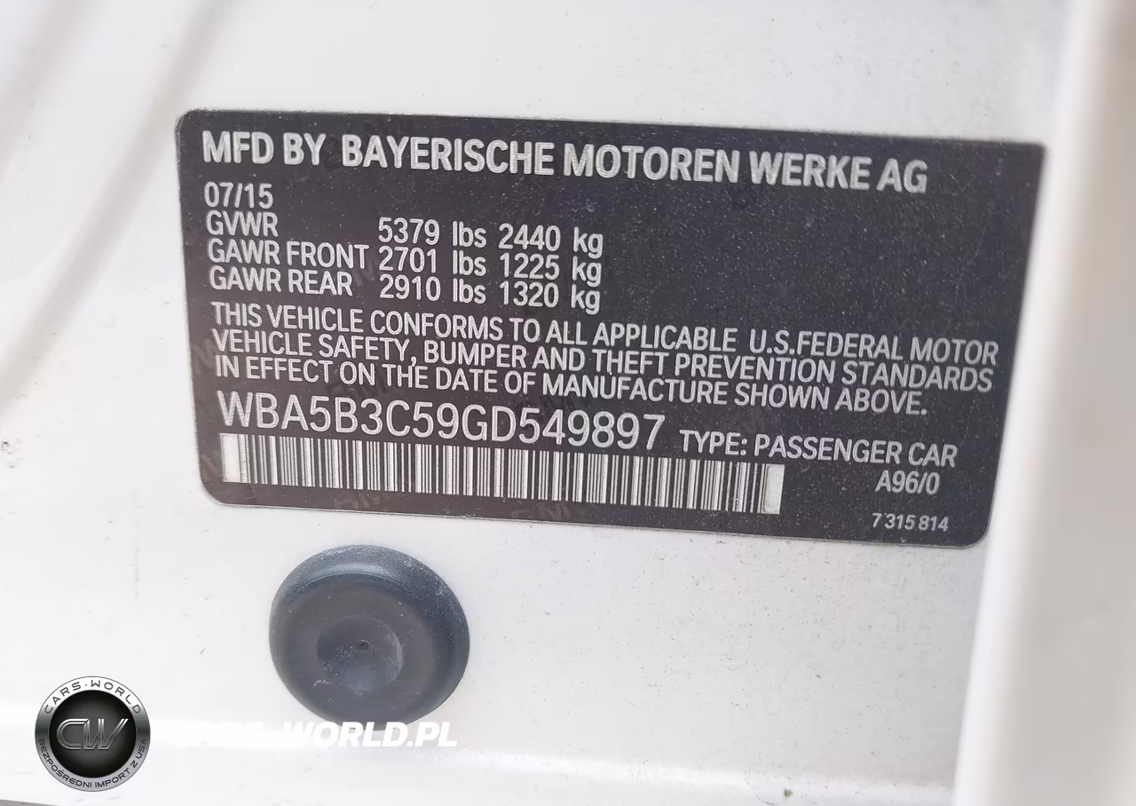 2016 BMW 535I xDrive VIN:WBA5B3C59GD549897 - 9