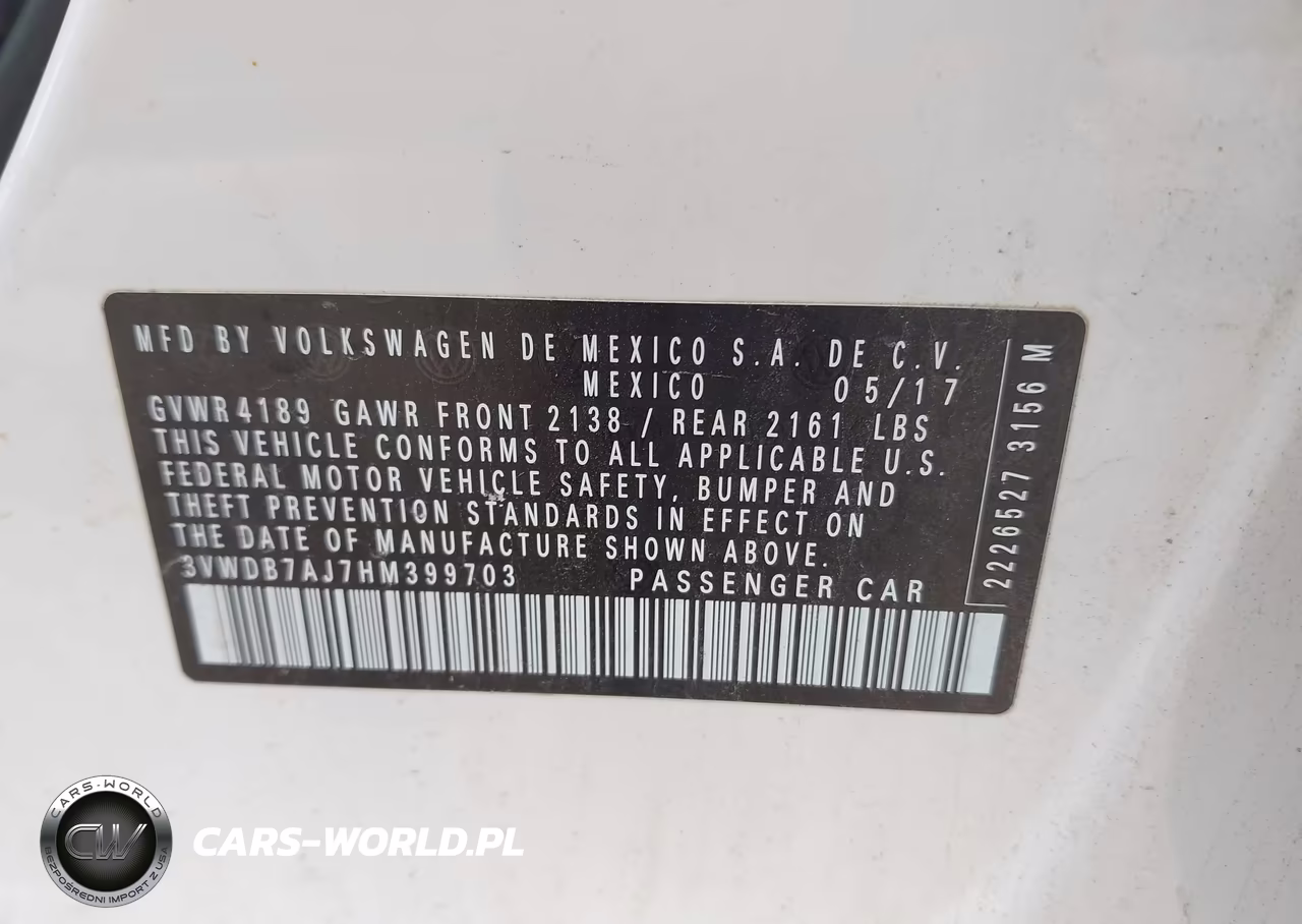 2017 Volkswagen Jetta 1.4T Se VIN:3VWDB7AJ7HM399703 - 9
