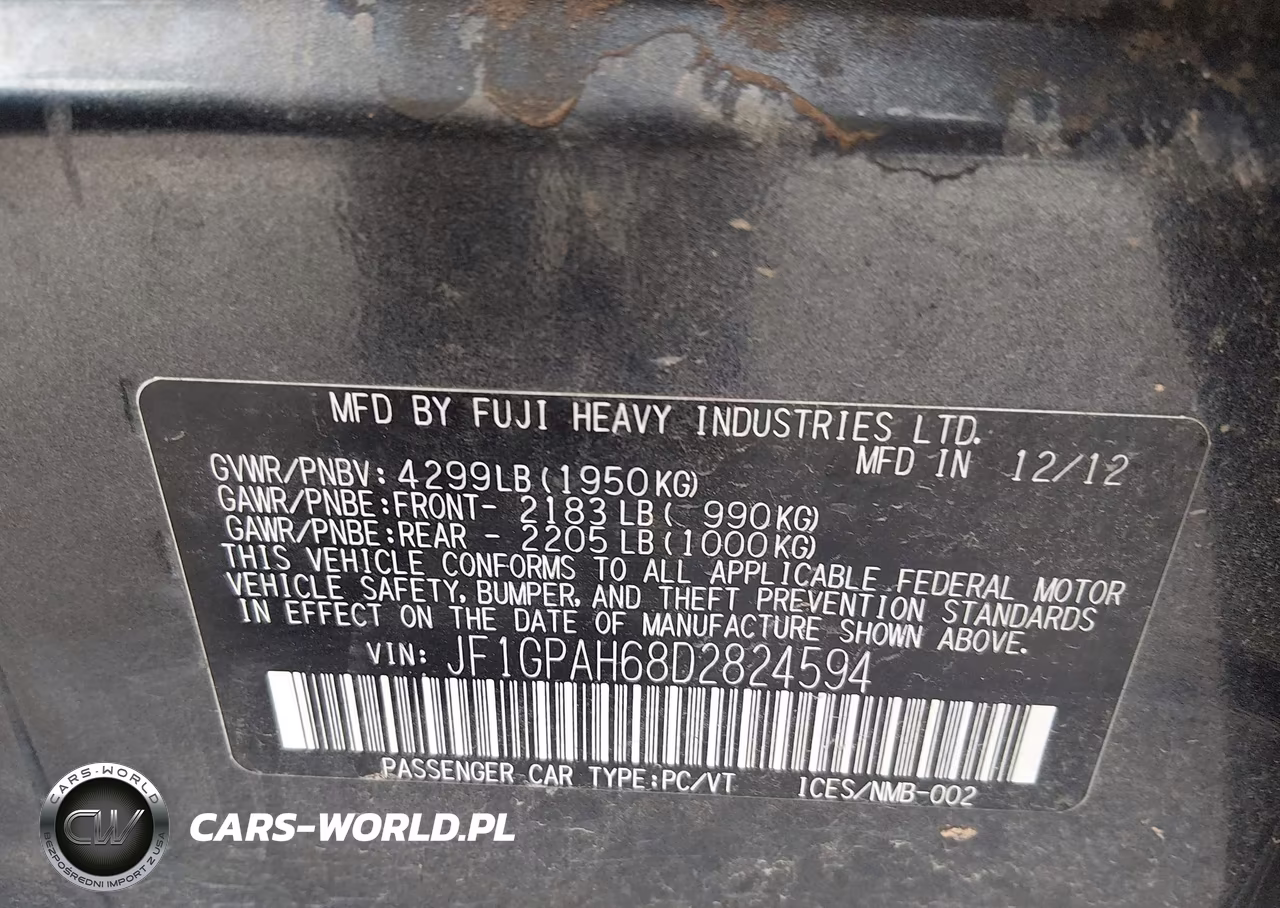 2013 Subaru Impreza 2.0I Limited VIN:JF1GPAH68D2824594 - 9