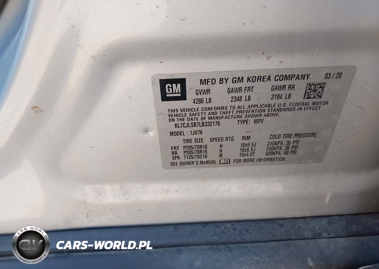 2020 Chevrolet Trax Fwd Lt VIN:KL7CJLSB7LB332176 - 9