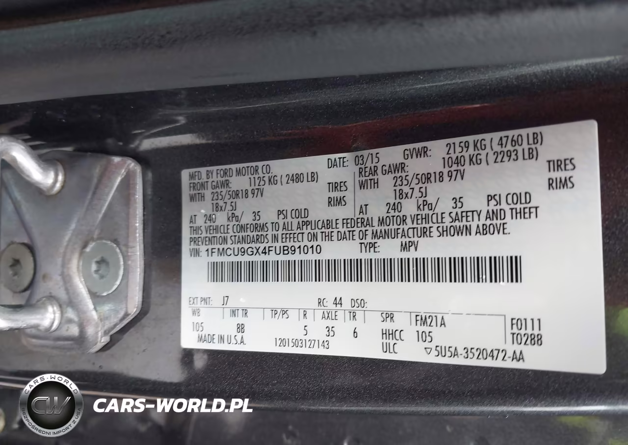 2015 Ford Escape Se VIN:1FMCU9GX4FUB91010 - 9