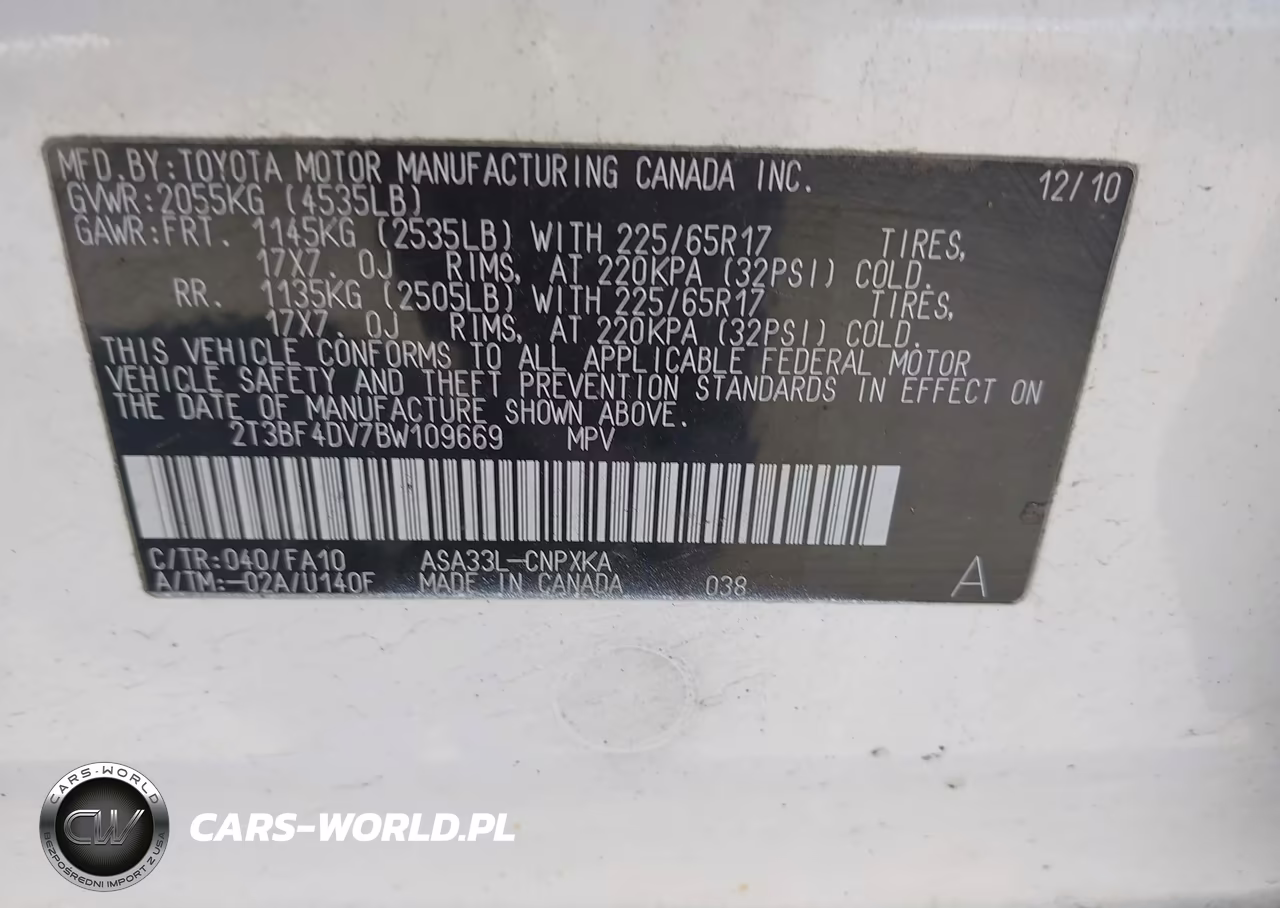 2011 Toyota Rav4 VIN:2T3BF4DV7BW109669 - 9