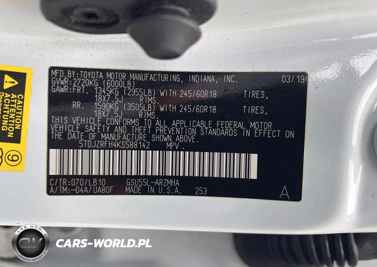 2019 Toyota Highlander Xle VIN:5TDJZRFH4KS588142 - 9