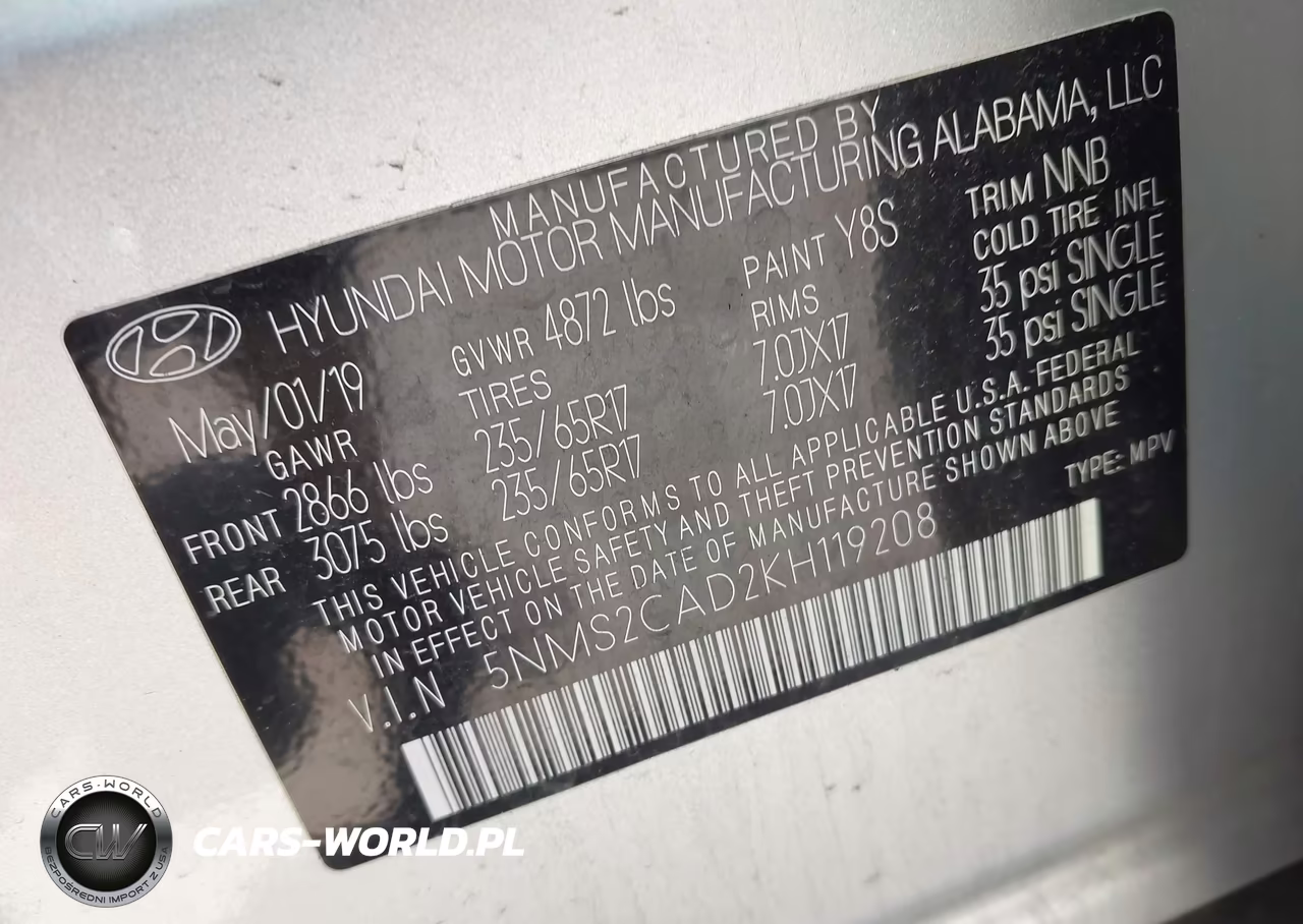2019 Hyundai Santa Fe Se VIN:5NMS2CAD2KH119208 - 9