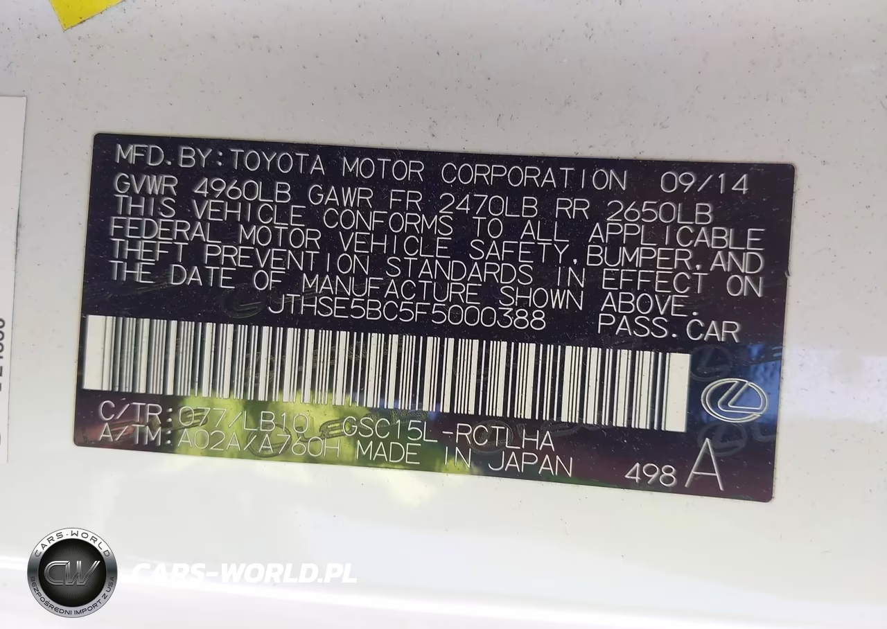 2015 Lexus Rc 350 VIN:JTHSE5BC5F5000388 - 9