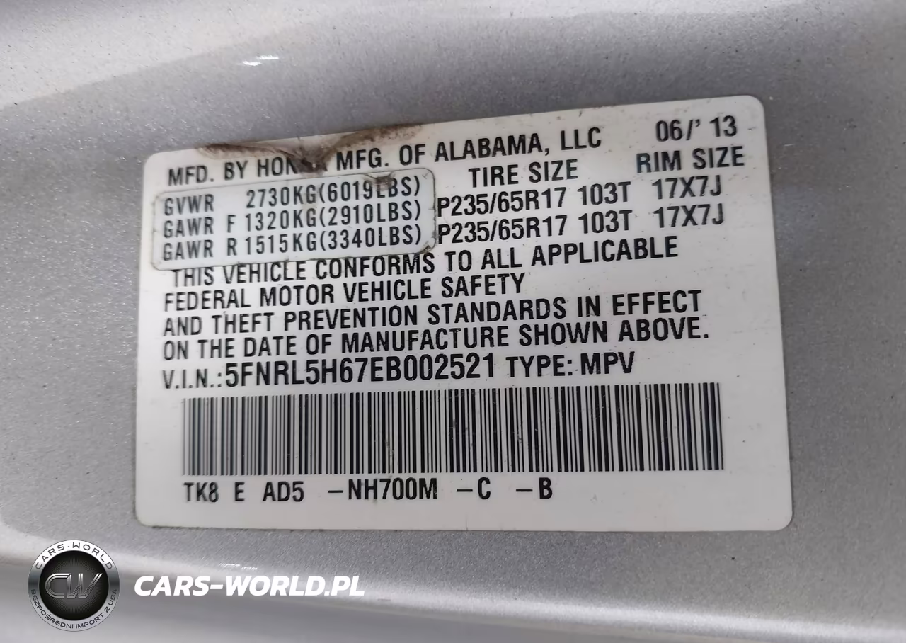 2014 Honda Odyssey Ex-L VIN:5FNRL5H67EB002521 - 9