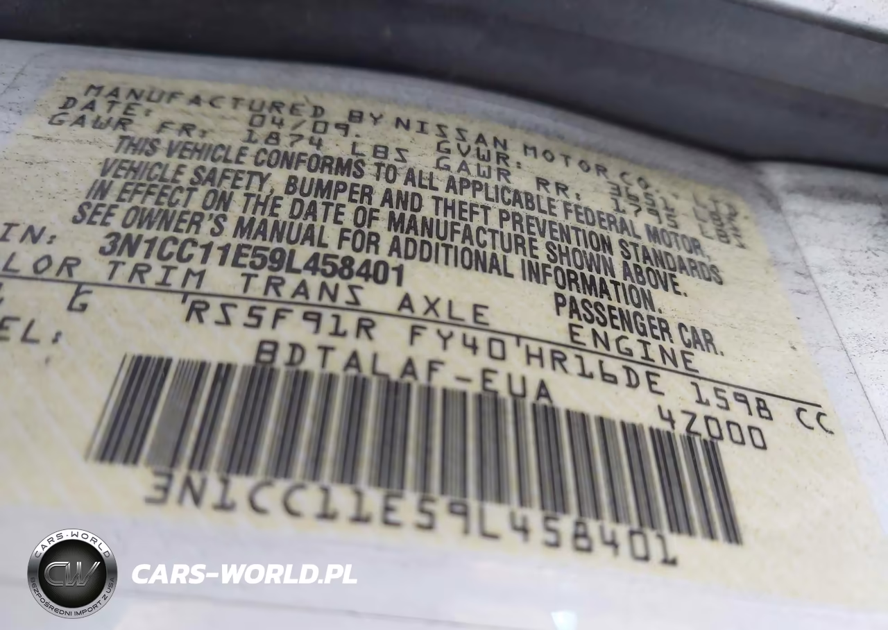 2009 Nissan Versa 1.6 Base VIN:3N1CC11E59L458401 - 9