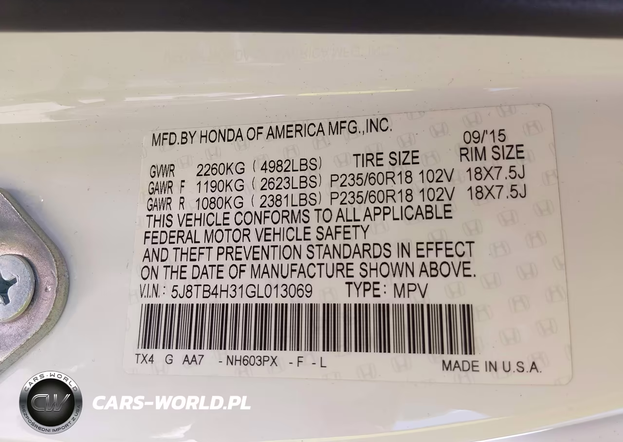 2016 Acura Rdx Acurawatch Plus Package VIN:5J8TB4H31GL013069 - 9