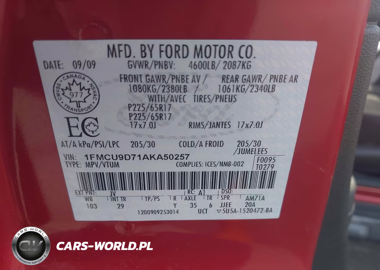 2010 Ford Escape Xlt VIN:1FMCU9D71AKA50257 - 9