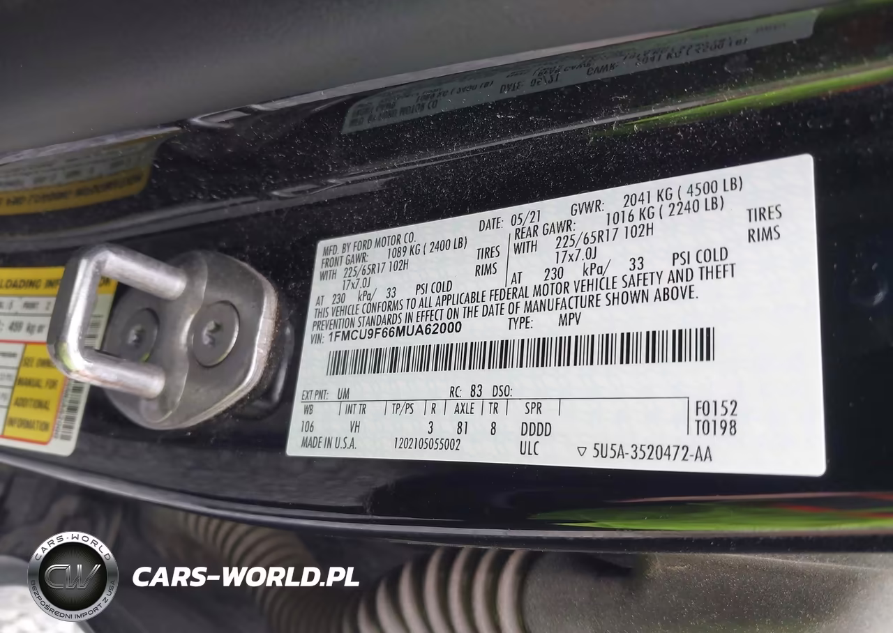 2021 Ford Escape S VIN:1FMCU9F66MUA62000 - 9