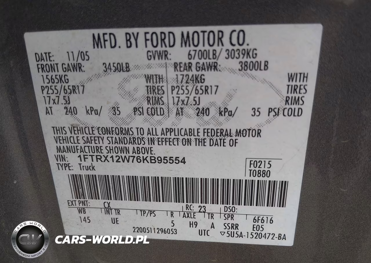 2006 Ford F-150 Stx-Xl-Xlt VIN:1FTRX12W76KB95554 - 9