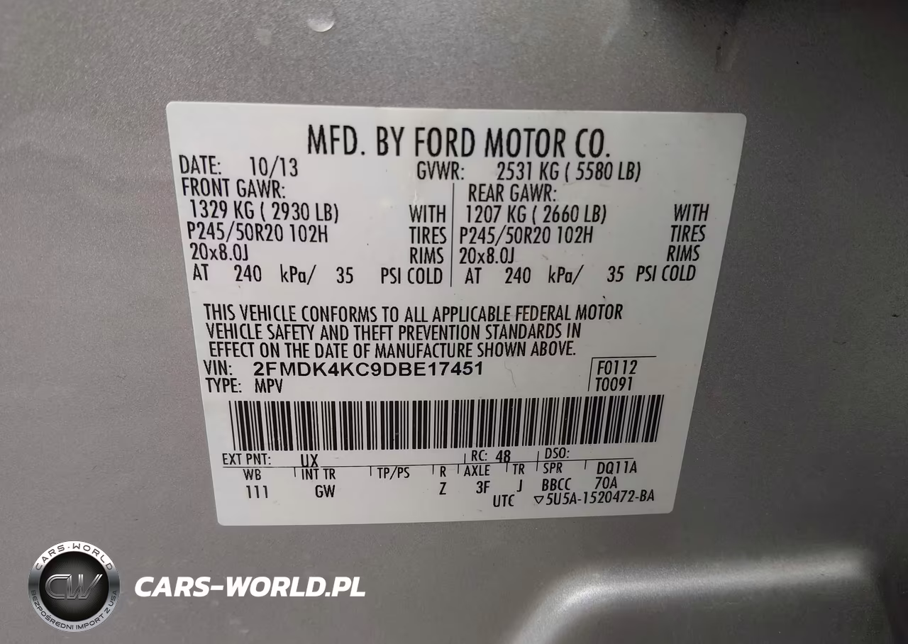 2013 Ford Edge Limited VIN:2FMDK4KC9DBE17451 - 9