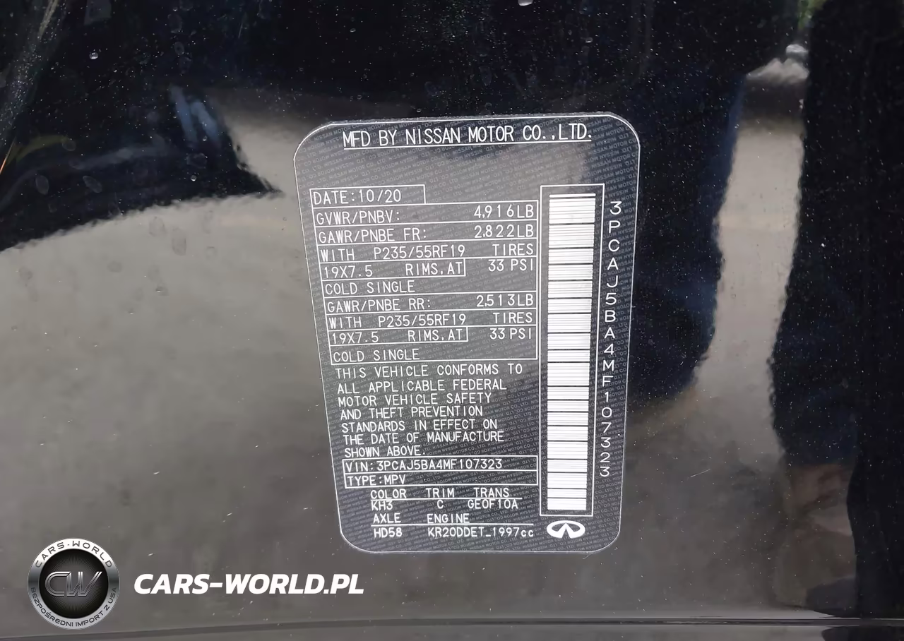 2021 Infiniti Qx50 Luxe VIN:3PCAJ5BA4MF107323 - 9