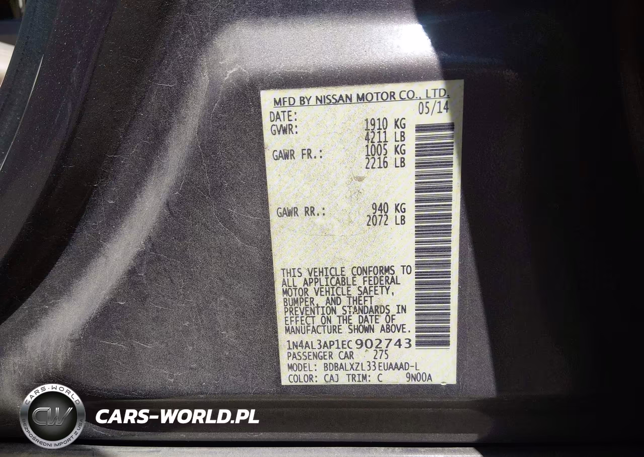 2014 Nissan Altima 2.5 Sl VIN:1N4AL3AP1EC902743 - 9