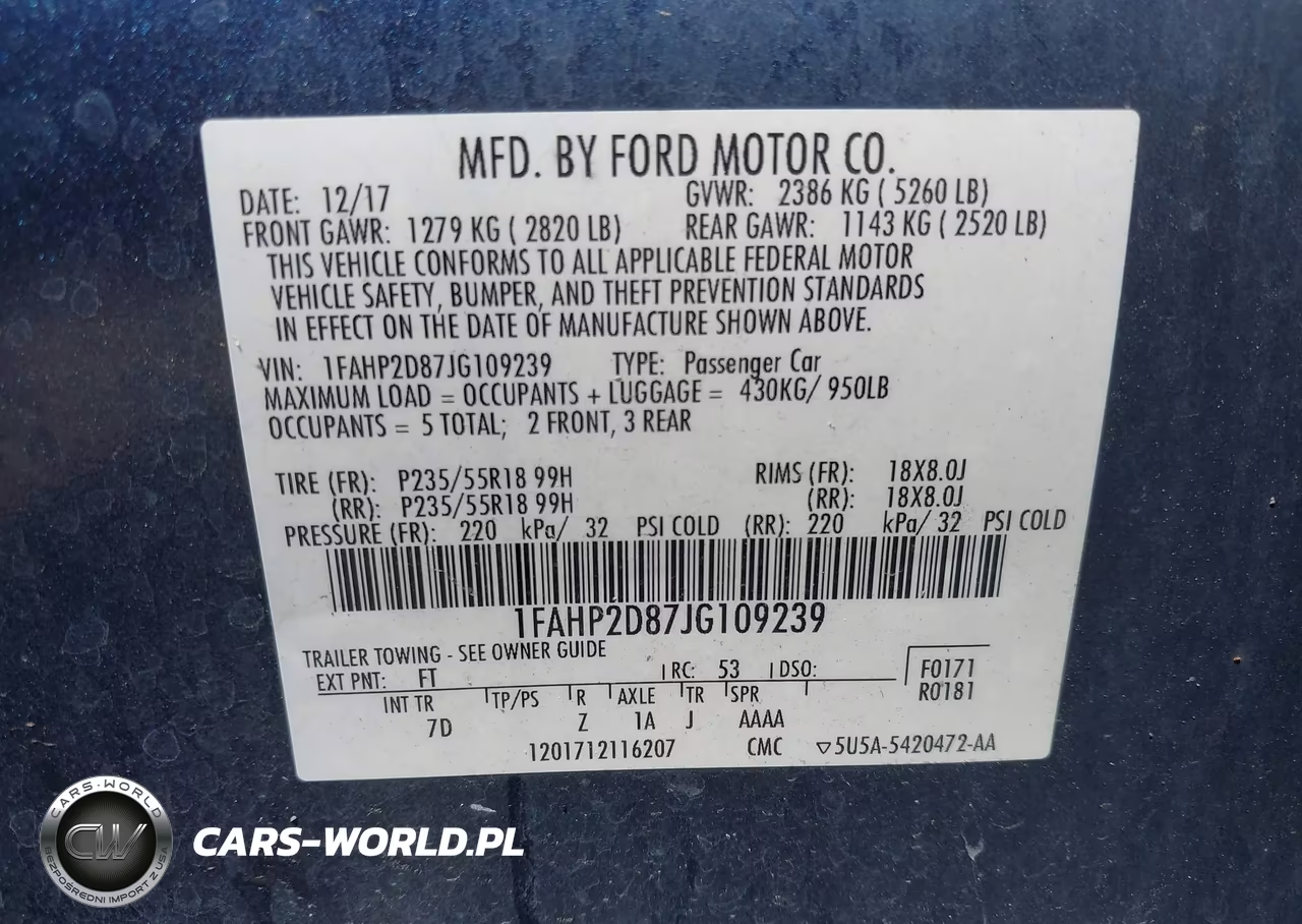 2018 Ford Taurus Se VIN:1FAHP2D87JG109239 - 9