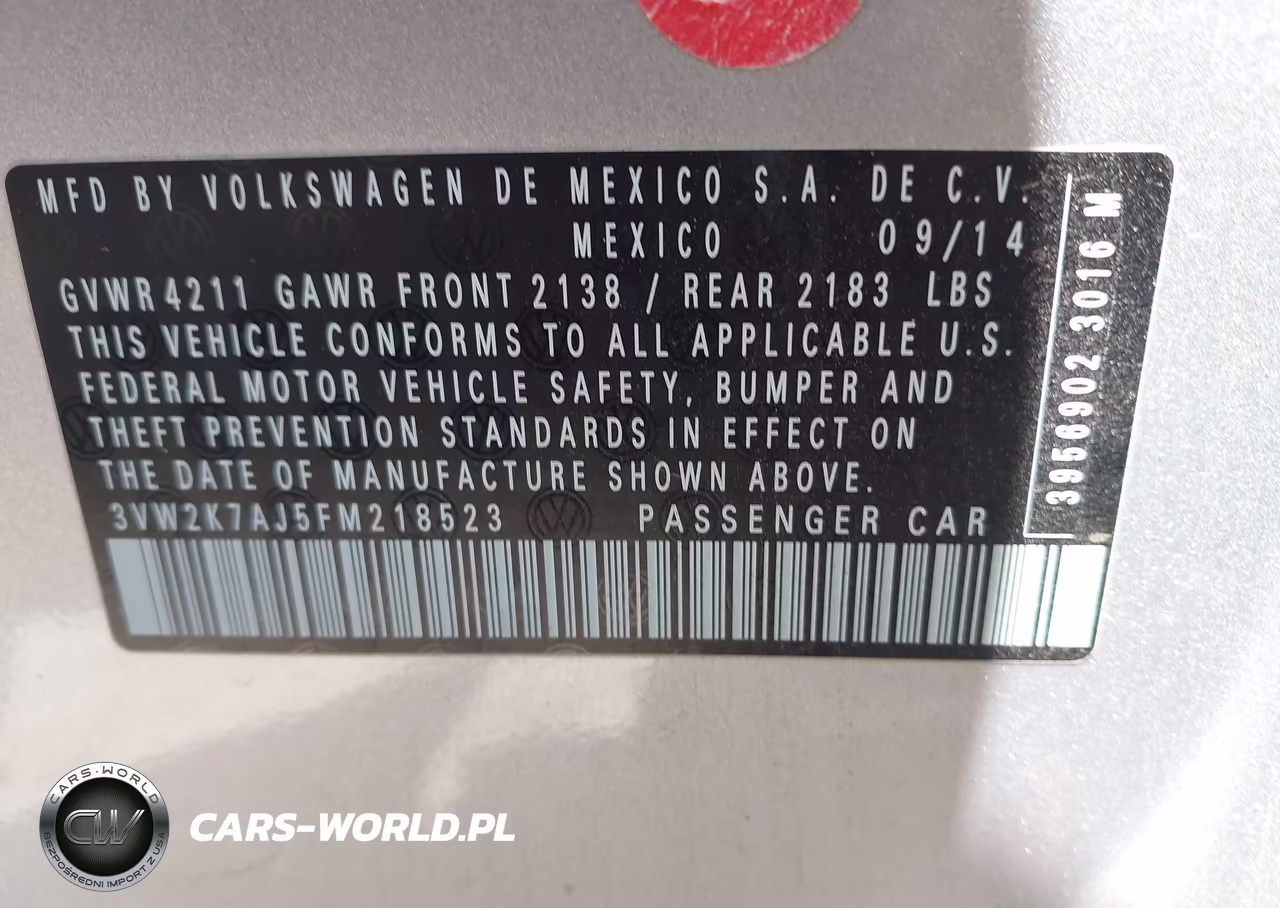 2015 Volkswagen Jetta 2.0L S VIN:3VW2K7AJ5FM218523 - 9