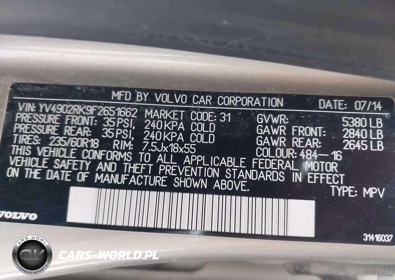 2015 Volvo Xc60 T6 VIN:YV4902RK9F2651662 - 9