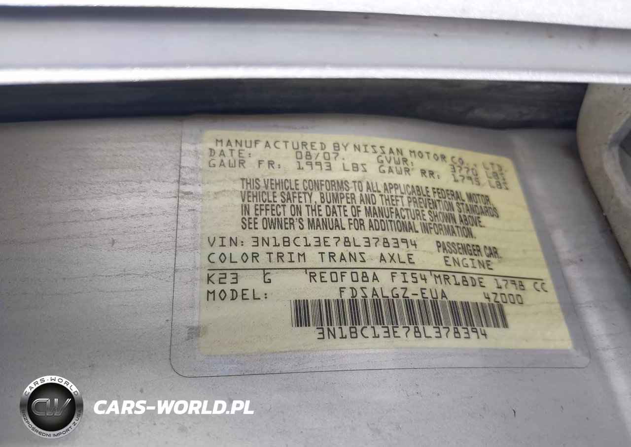 2008 Nissan Versa 1.8Sl VIN:3N1BC13E78L378394 - 9