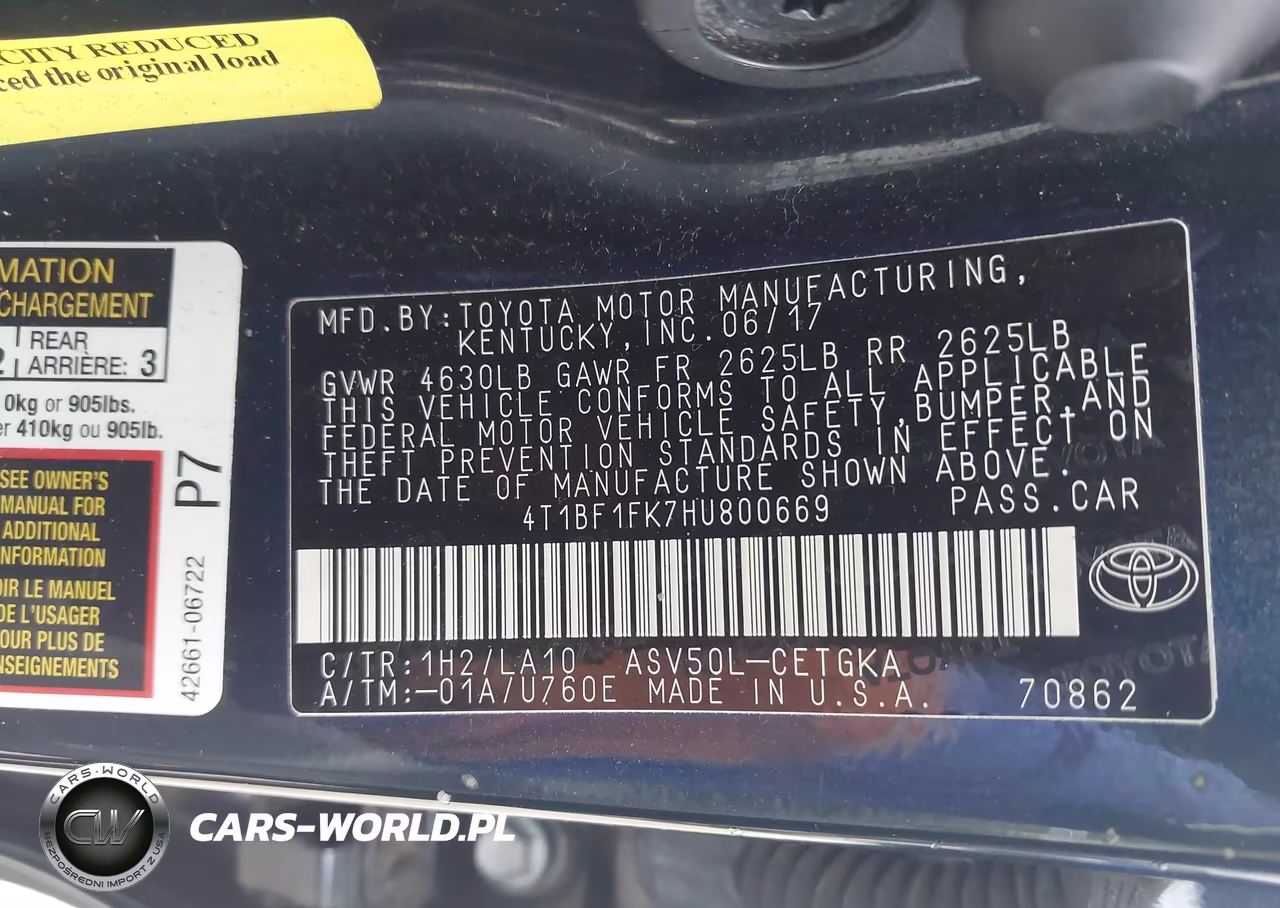 2017 Toyota Camry Xle VIN:4T1BF1FK7HU800669 - 9