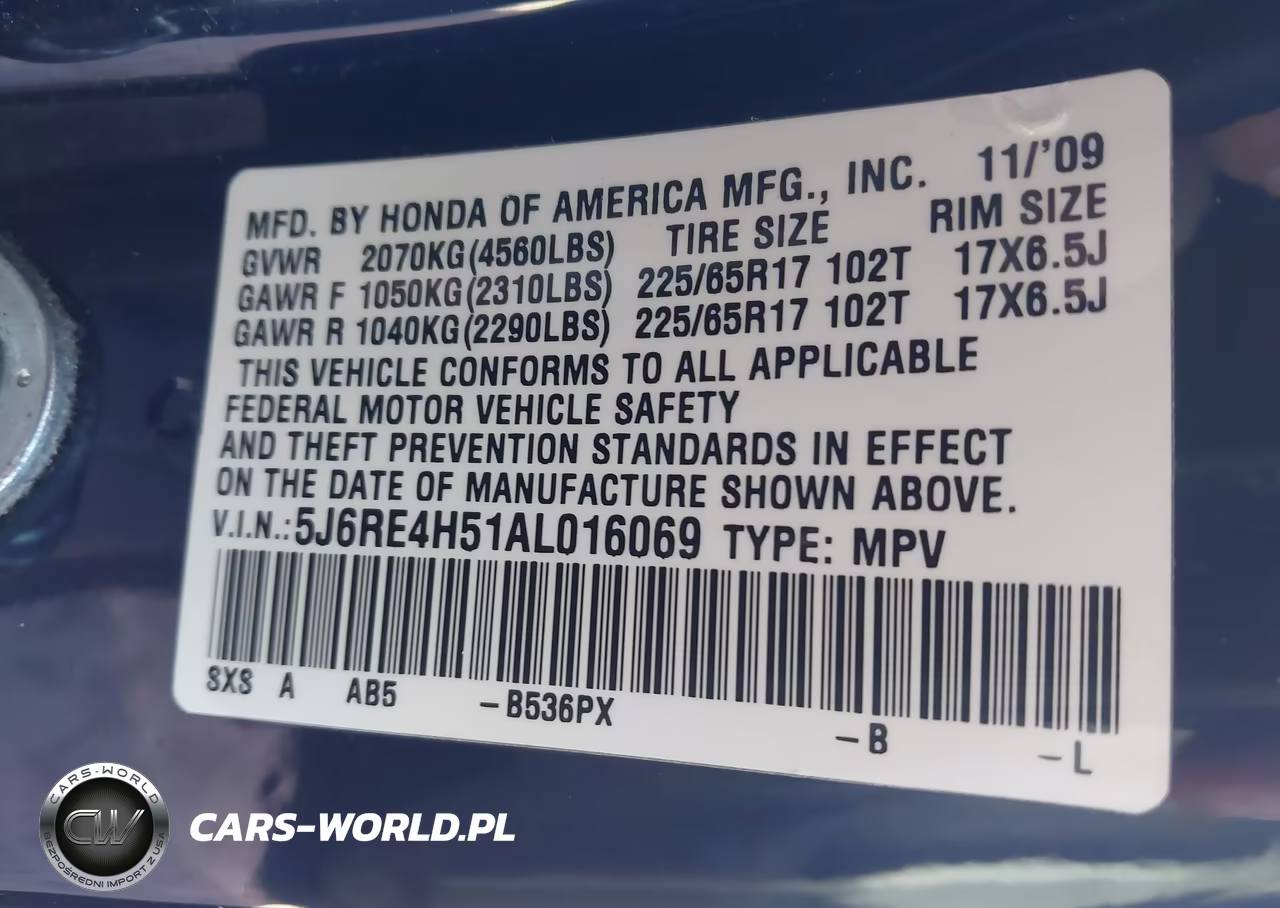 2010 Honda Cr-V Ex VIN:5J6RE4H51AL016069 - 9