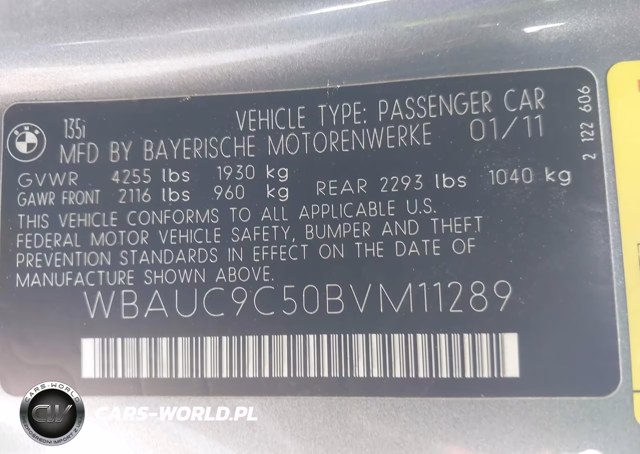 2011 BMW 135I VIN:WBAUC9C50BVM11289 - 9
