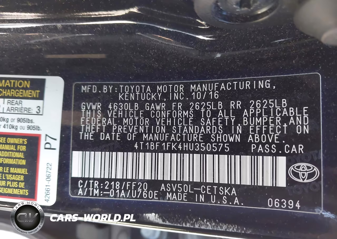 2017 Toyota Camry Se VIN:4T1BF1FK4HU350575 - 9